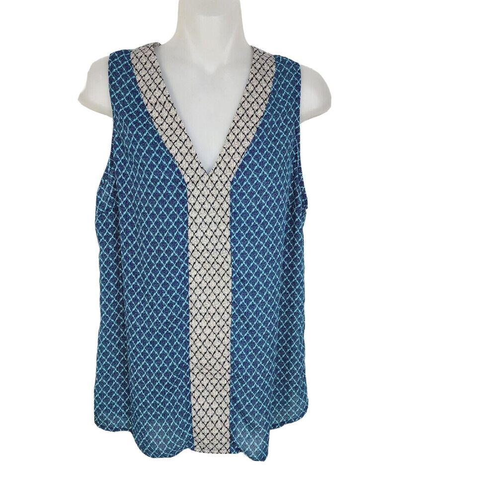 Market Spruce Stitch Fix Womens Top Small Jetson Printed V Neck Sleeveless Green